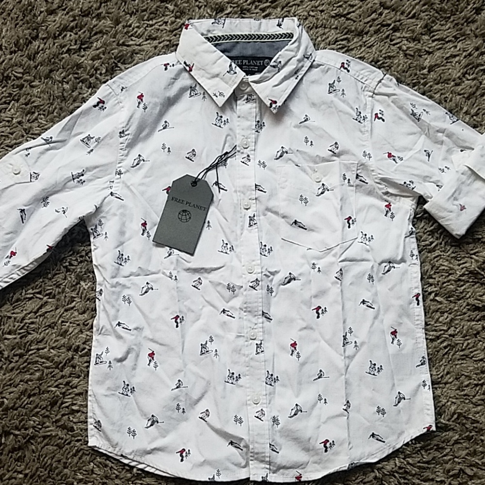 Free Planet Button down collared dress shirt